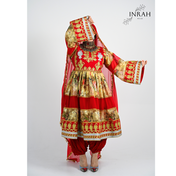 Kochani Red Afghan Traditional Dress – Handcrafted with Intricate Embroidery & Timeless Elegance